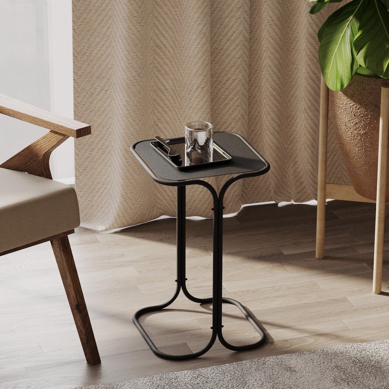 Masuta de cafea, Hanah Home, Shb-001, 30x52x30 cm, Negru - imagine 7